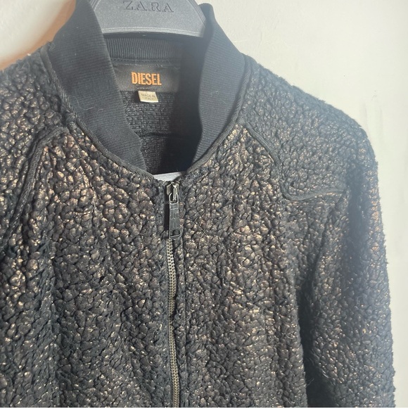 Diesel Black Textured Bomber Jacket - Picture 3 of 5